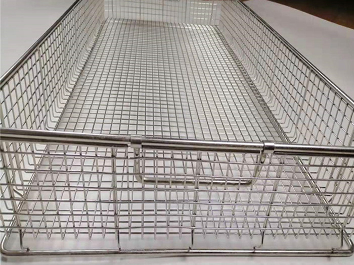 不鏽鋼器械托盤，工業清洗籃筐，機械零配件瀝水消毒筐